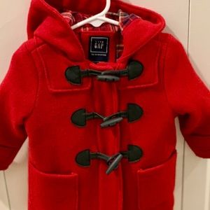 Toddler Red Wool Coat, Warm Holiday Dress Jacket, 12-18 months, New Condition